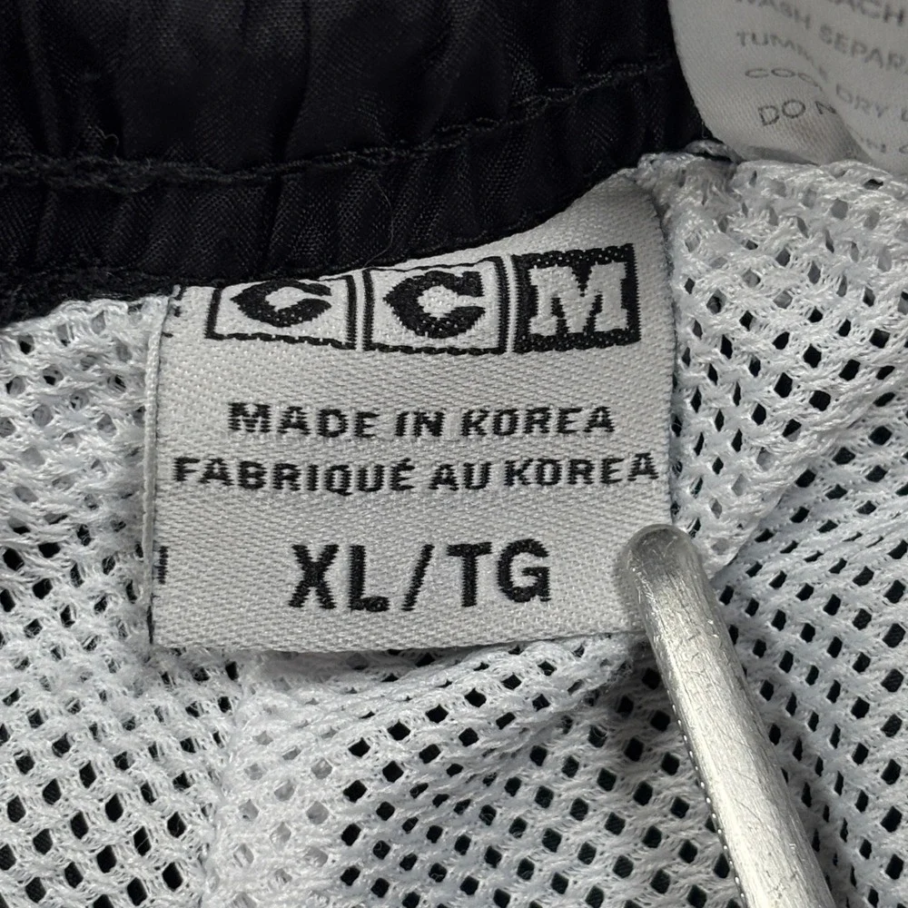 Vintage CCM Track Pants Mens XL Black Mesh Lined  Windbreaker Warm ups Korea
